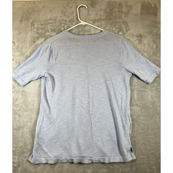 J Jill Linen Blend Cardigan Size Small Light Blue Knit Short Sleeve pockets - Picture 2 of 8